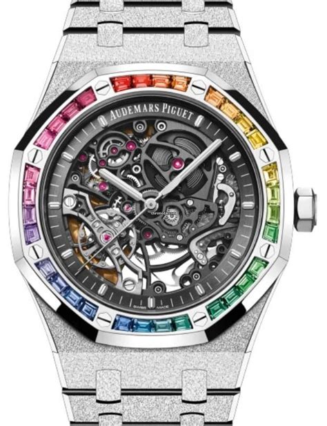 audemars piguet royal oak skeleton frosted rainbow|royal oak skeleton watch price.